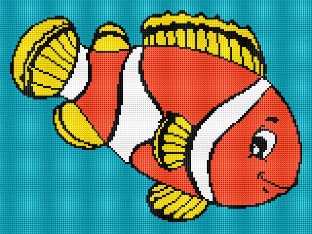 Clown Fish Chart  - Needlepoint Tapestry Digital Download Chart